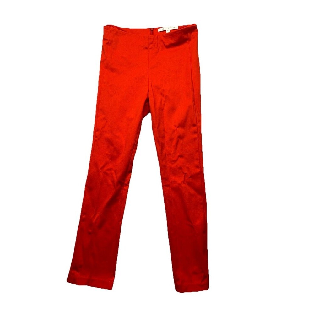 Veronica Beard Red Stretch Cigarette Ankle Pants Back Zip Slim Tailored Size 6